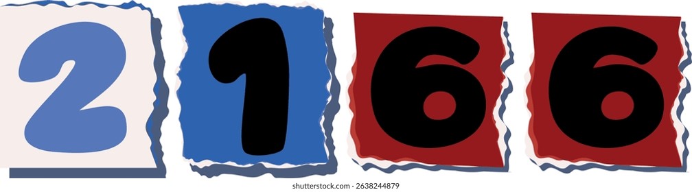2166 Retro torn paper number Design art