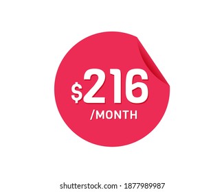 $216Dollar Month. 216 USD Monthly sticker