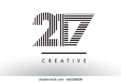 217 Black and White Number Logo Design with Vertical and Horizontal Lines.