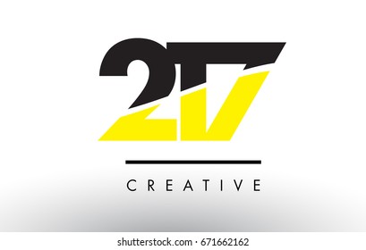 217 Black and Yellow Number Logo Design cut in half.