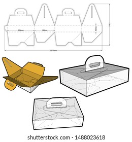 217 box with handle (Internal measurement 20.4x15.5+50cm) and Die-cut Pattern. The .eps file is full scale and fully functional. Prepared for real cardboard production.