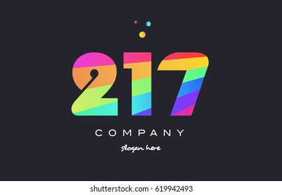 217 creative color green orange blue magenta pink number digit company logo vector icon spectrum