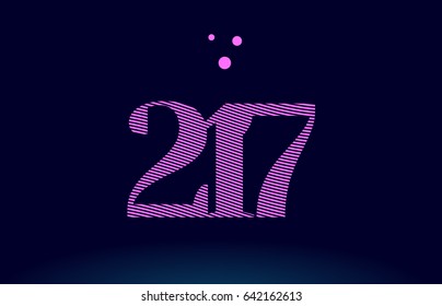 217 number digit logo pink line stripes magenta purple blue font creative text dots company vector icon design