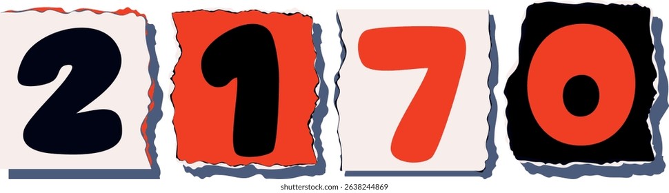 2170 Retro torn paper number Design art