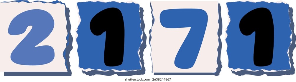 2171 Retro torn paper number Design art