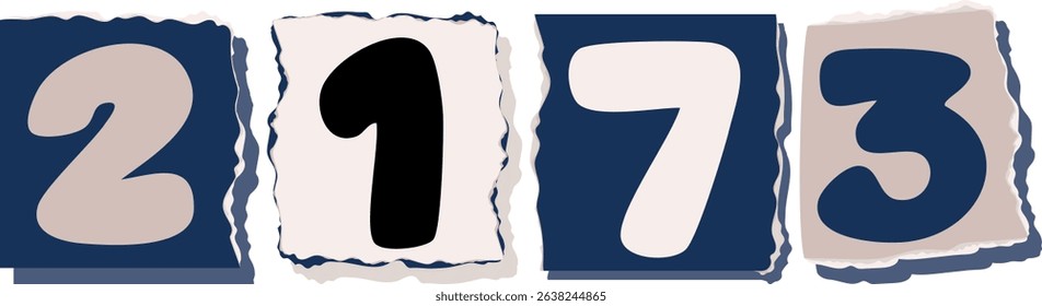 2173 Retro torn paper number Design art