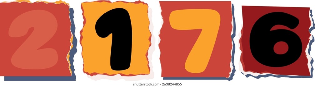 2176 Retro torn paper number Design art