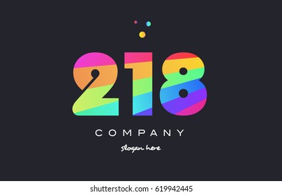 218 creative color green orange blue magenta pink number digit company logo vector icon spectrum