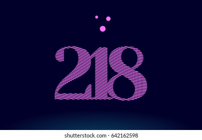 218 number digit logo pink line stripes magenta purple blue font creative text dots company vector icon design