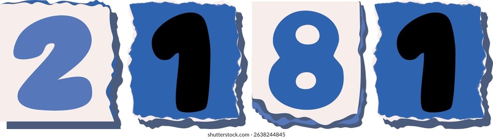 2181 Retro torn paper number Design art
