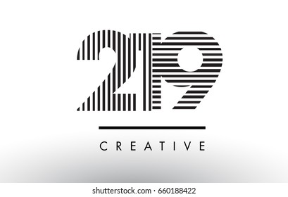 219 Black and White Number Logo Design with Vertical and Horizontal Lines.