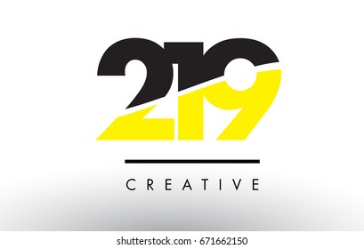 219 Black and Yellow Number Logo Design cut in half.