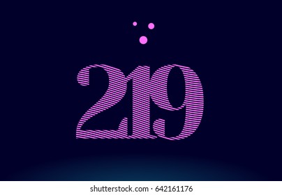 219 number digit logo pink line stripes magenta purple blue font creative text dots company vector icon design