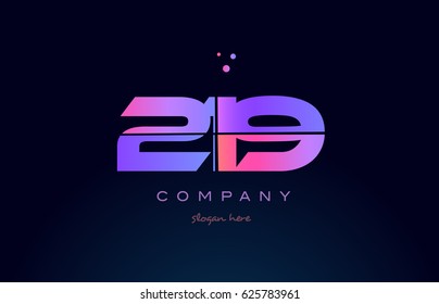 219 pink blue purple number digit numeral dots creative company logo vector icon design template