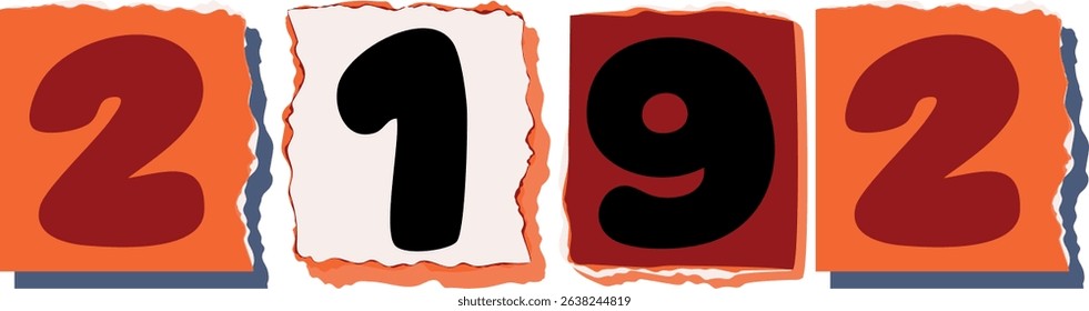 2192 Retro torn paper number Design art