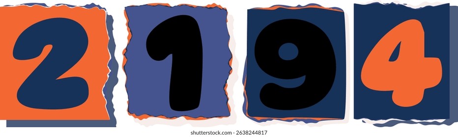 2194 Retro torn paper number Design art