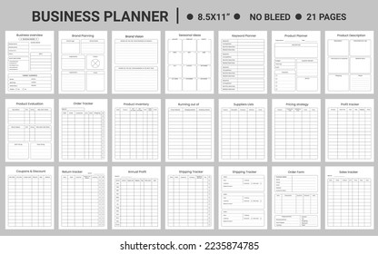 21-page business planner set for corporate business 