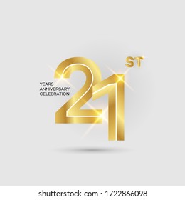 21st 3D gold anniversary logo isolated on elegant background, vector design for celebration purpose

