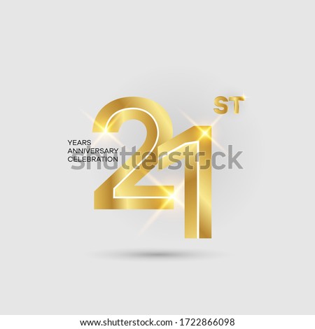 21st 3D gold anniversary logo isolated on elegant background, vector design for celebration purpose

