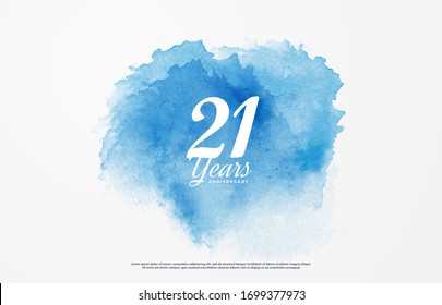 21st anniversary background with illustrations of white numbers and the writing below on a water color background. svg
