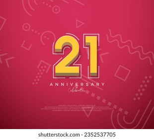 21st Anniversary with a cartoon design with a clean red background.