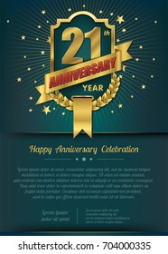 21st Anniversary celebration template design , 21 year anniversary design of elements, dark green or Turquoise blue background - vector illustration