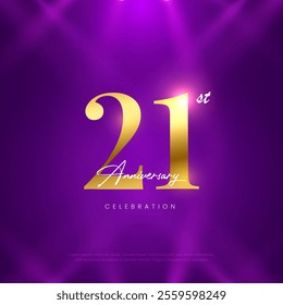 21st Anniversary celebration, Twenty first year Anniversary celebration on lights background for celebration event, festive illustration.