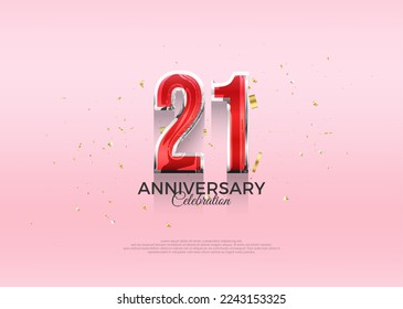 21st anniversary celebration, vector 3d design with luxury and shiny gold.