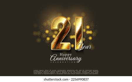 21st anniversary with dark background and shiny bubbles. svg