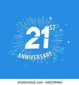 21st Anniversary fireworks and celebration background. vector design template