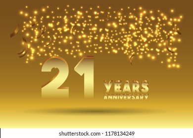 21st Anniversary gold numbers. background for anniversary