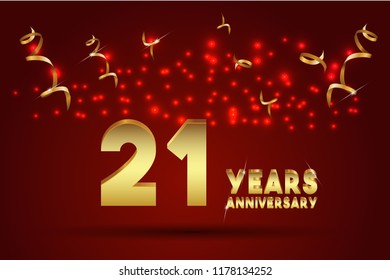 21st Anniversary gold numbers. background for anniversary