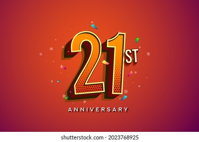 21st Anniversary Logo Design With Colorful Confetti, Birthday Greeting card with Colorful design elements for banner and invitation card of anniversary celebration. svg