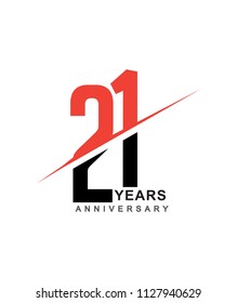 21st anniversary logo red and black swoosh design isolated on white background for anniversary celebration.