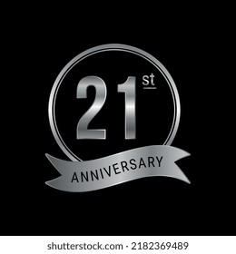 21st anniversary logo silver color for celebration event wedding greeting card invitation round tag