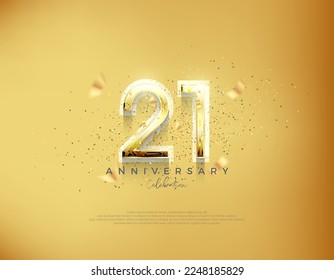 21st anniversary number. Luxury gold background vector.