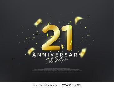 21st anniversary numbers. gold luxury vector background premium.