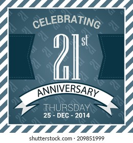 21st Anniversary poster / template design in retro style - Vector Background