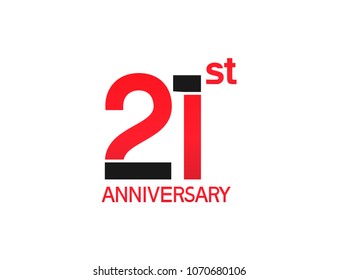 21st anniversary red and black design simple isolated on white background for celebration