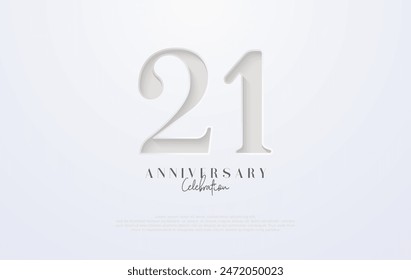 21st Anniversary vector design with illustration of numbers pressed on paper. Premium designs for celebrations, greeting cards and social media post invitations.