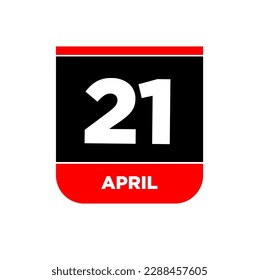 21st April calendar page icon. 21 Apr day.