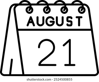 21st of August Line vector Icon Design