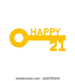 21st birthday key icon. Clipart image isolated on white background