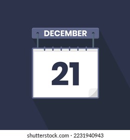 21st December calendar icon. December 21 calendar Date Month icon vector illustrator