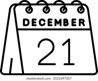 21st of December Line vector Icon Design