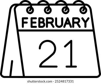 21st of February Line vector Icon Design