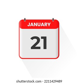 21st January calendar icon. January 21 calendar Date Month icon vector illustrator