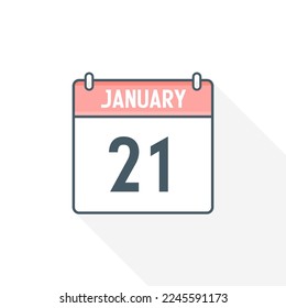 21st January calendar icon. January 21 calendar Date Month icon vector illustrator