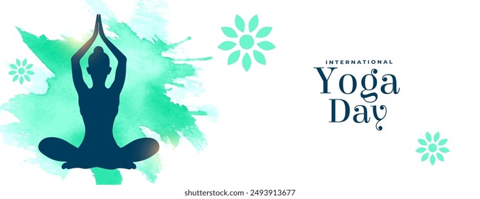 21st june international yoga day poster woman in yoga asana vector