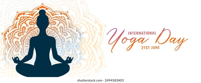 21st june international yoga day banner for peace and calm vector